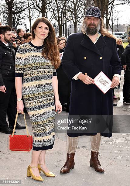 Amandine de la Richardire and Sebastien Tellier arrive at the Chanel show as part of the Paris Fashion Week Womenswear Fall/Winter 2016/2017 on...