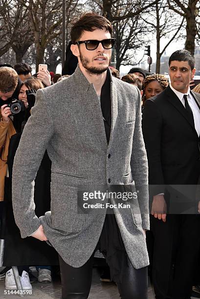 Baptiste Giabiconi arrives at the Chanel show as part of the Paris Fashion Week Womenswear Fall/Winter 2016/2017 on March 8, 2016 in Paris, France.