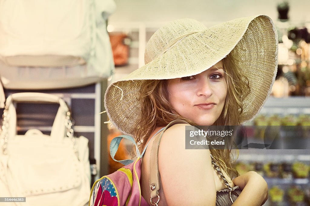 Portrait of woman on shopping spree