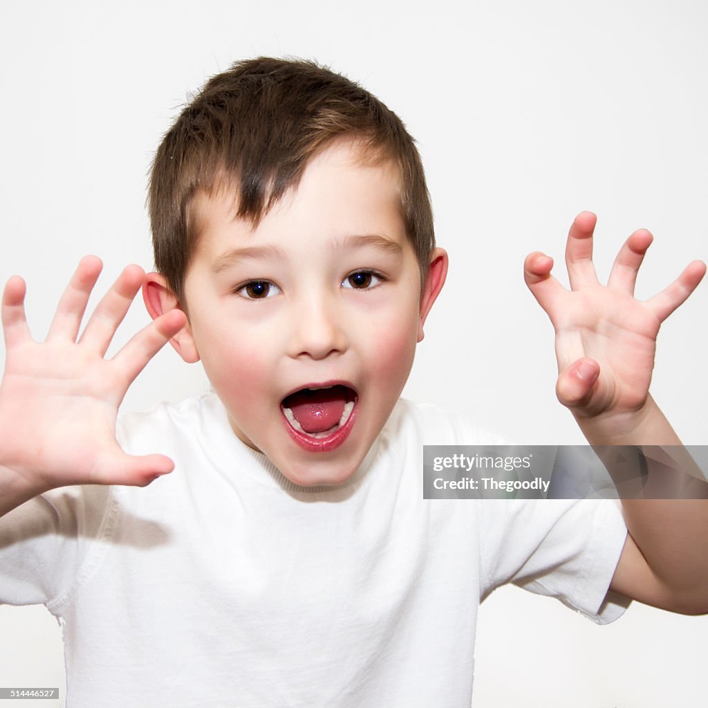 Boy playing monster