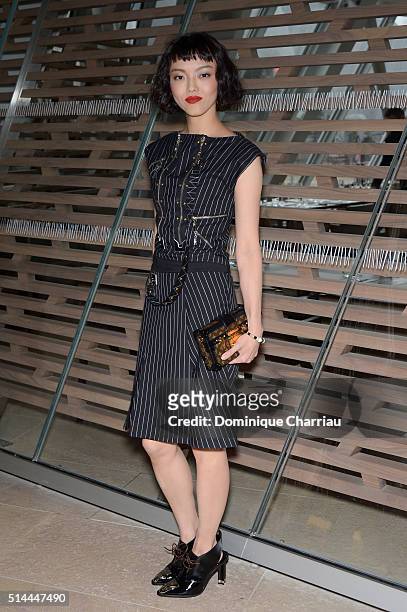 Rila Fukushima attends the Louis Vuitton show as part of the Paris Fashion Week Womenswear Fall/Winter 2016/2017 on March 9, 2016 in Paris, France.