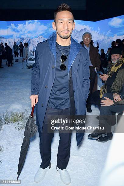 Hidetoshi Nakata attends the Moncler Gamme Rouge show as part of the Paris Fashion Week Womenswear Fall/Winter 2016/2017 on March 9, 2016 in Paris,...