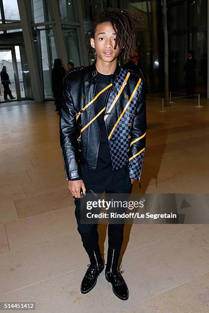 Actor Jaden Smith attends the Louis Vuitton show as part of the Paris Fashion Week Womenswear Fall/Winter 2016/2017. Held at Louis Vuitton Foundation...