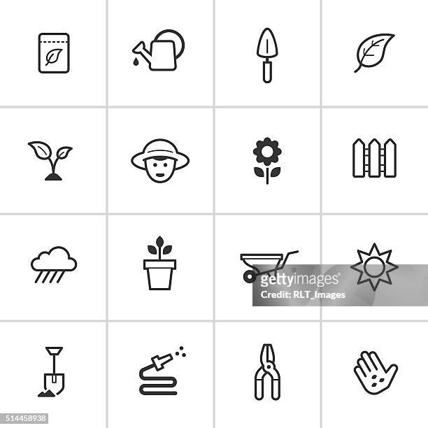 gartenarbeit symbole-tintenblauen serie - seedling stock-grafiken, -clipart, -cartoons und -symbole