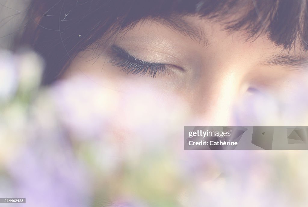 Girl dreaming of flowers/spring