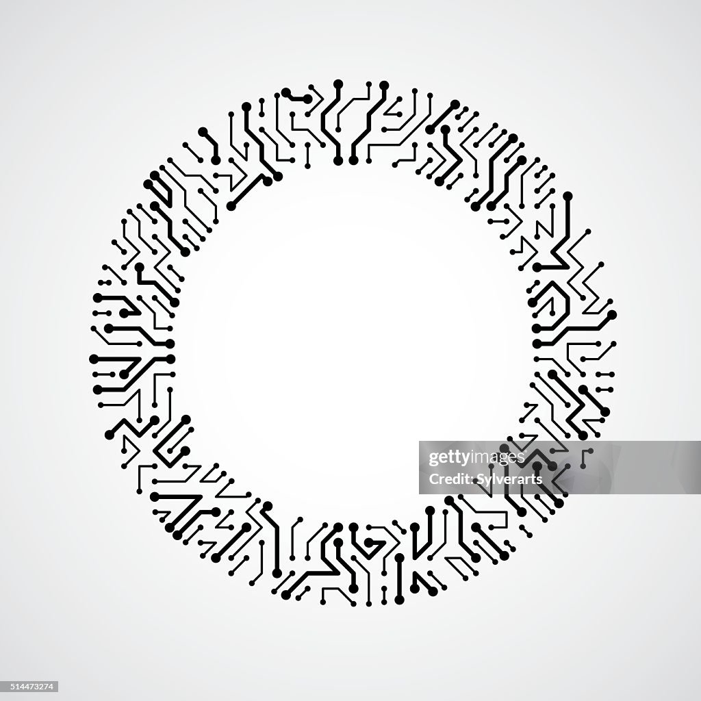 Circuit Rond Round Circuit Board With Electronic Components Of Technology Device ...