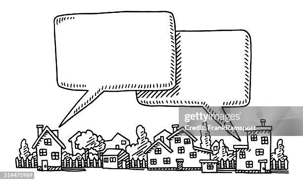 ilustraciones, imágenes clip art, dibujos animados e iconos de stock de vecindario ilustración de burbujas de discurso de comunicación - bolígrafo y marcador