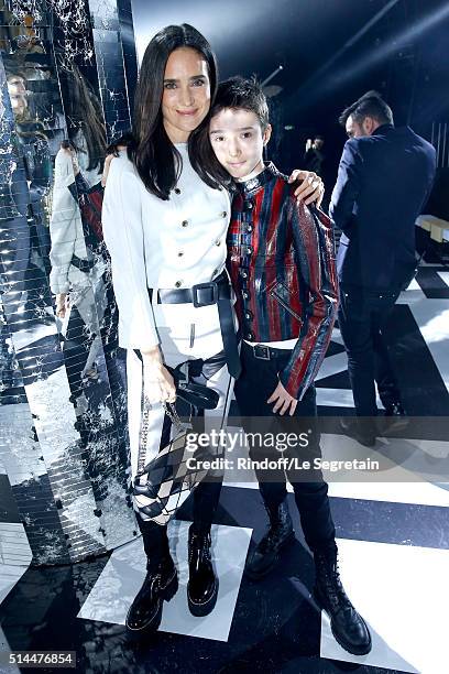 Actress Jennifer Connelly and her son Stellan Bettany attend the Louis Vuitton show as part of the Paris Fashion Week Womenswear Fall/Winter...