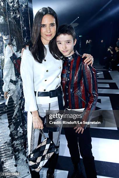 Actress Jennifer Connelly and her son Stellan Bettany attend the Louis Vuitton show as part of the Paris Fashion Week Womenswear Fall/Winter...