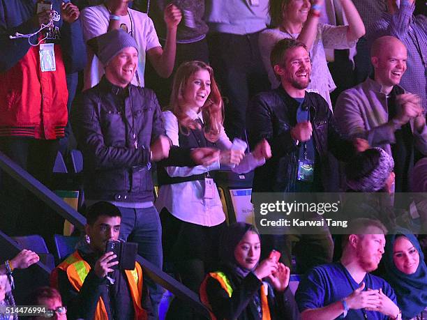 Sam Branson and Princess Beatrice of York attend WE Day at SSE Arena on March 9, 2016 in London, England. WE Day is a celebration of youth making a...