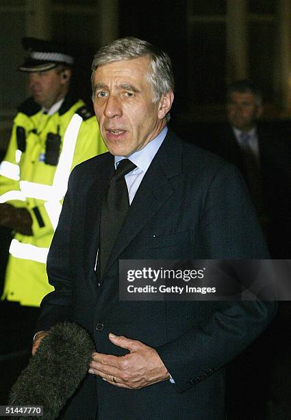 Jack Straw, Foreign Secretary, speaks to the press after visiting the home of Kenneth Bigley's mother, following the announcement that her son has...