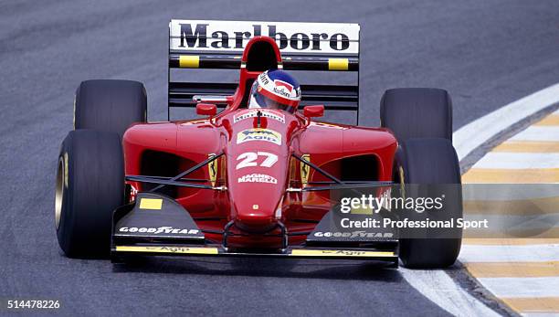Jean Alesi of the Ferrari Team in action during the Brazilian Grand Prix held at the Autodromo Jose Carlos Pace in Sao Paulo, Brazil on the 27th...