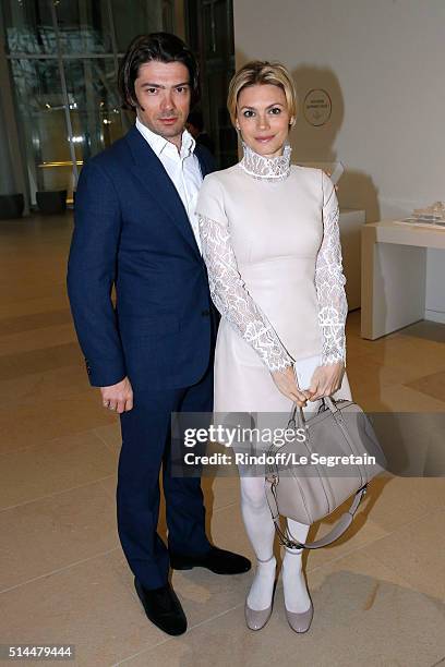 Violoncellist Gautier Capucon and his wife Delphine attend the Louis Vuitton show as part of the Paris Fashion Week Womenswear Fall/Winter 2016/2017....