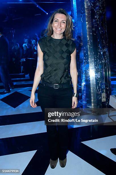 Journalist Anne-Claire Coudray attends the Louis Vuitton show as part of the Paris Fashion Week Womenswear Fall/Winter 2016/2017. Held at Louis...