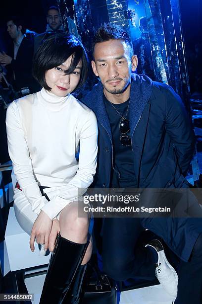 Bae Doona and Hidetoshi Nakata attend the Louis Vuitton show as part of the Paris Fashion Week Womenswear Fall/Winter 2016/2017. Held at Louis...
