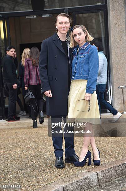 Paul Dano and Zoe Kazan attend the Miu Miu show as part of the Paris Fashion Week Womenswear Fall Winter 2016/2017 on March 9, 2016 in Paris, France.