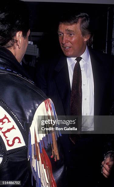 Donald Trump attends Harley-Davidson Cafe Grand Opening on October 19, 1993 in New York City.