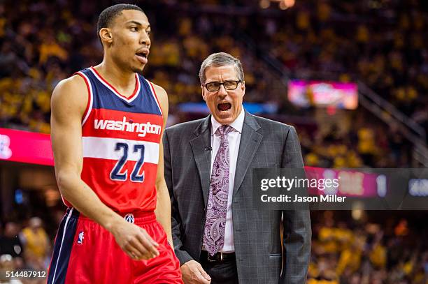 Otto Porter Jr. #22 of the Washington Wizards listens to head coach Randy Wittman during the first half against the Cleveland Cavaliers at Quicken...
