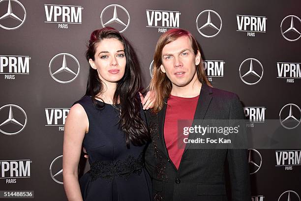 Actress Sarah BarzykÊand designer Christophe Guillarme attend the "Mercedes Loves Fashion Week" Party - Paris Fashion Week Womenswear...