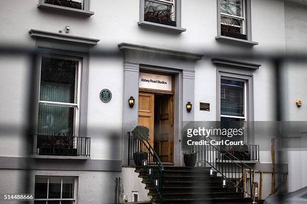 Door is opened at Abbey Road Studios where Beatles producer George Martin worked on March 9, 2016 in London, England. Mr Martin, who produced the...