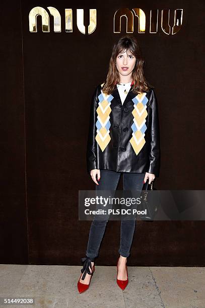 Jeanne Damas attends the Miu Miu show as part of the Paris Fashion Week Womenswear Fall / Winter 2016 on March 9, 2016 in Paris, France.