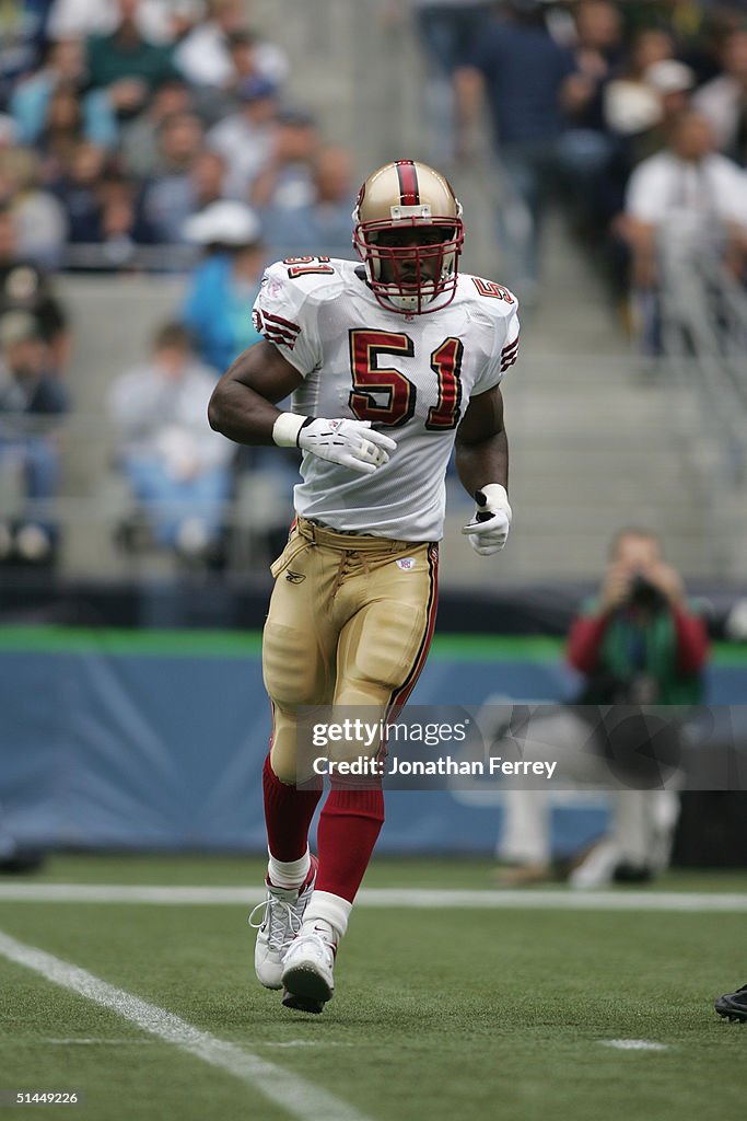 Saeen Rasheed U Linebacker Saleem Rasheed of the San Francisco 49ers jogs against the ...