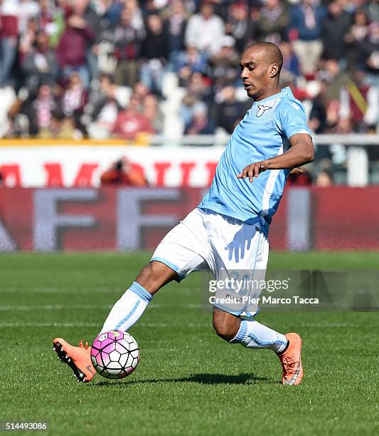 Abdoulay Konko of SS Lazio in action during the Serie A match between Torino FC and SS Lazio at Stadio Olimpico di Torino on March 6, 2016 in Turin,...