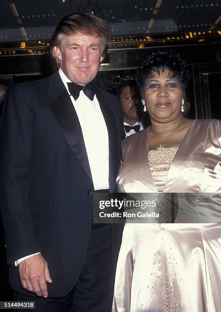 Donald Trump and Aretha Franklin attend Trump International Hotel and Tower Grand Opening on May 19, 1997 in New York City.