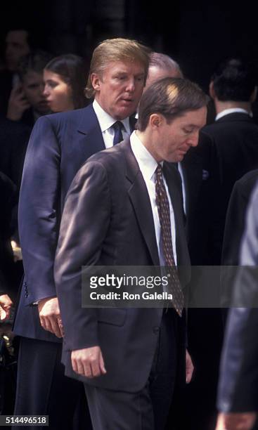 Donald Trump attends Fred Trump Funeral Service on June 29, 1999 at Marble Collegiate Church in New York City.