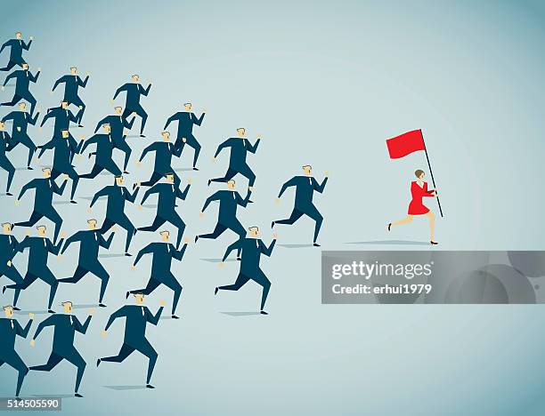 leading - crowd running stock illustrations