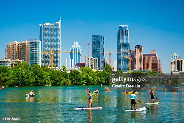 austin skyline and people having fun - austin texas skyline stock pictures, royalty-free photos & images