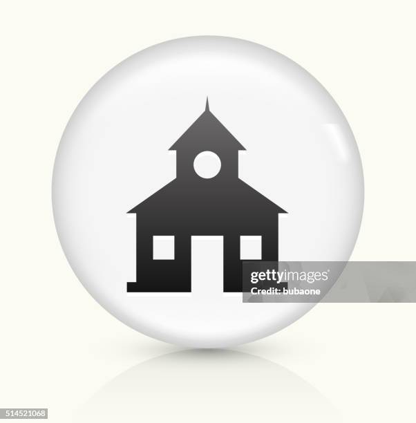 school icon on white round vector button - elementary school building stock illustrations
