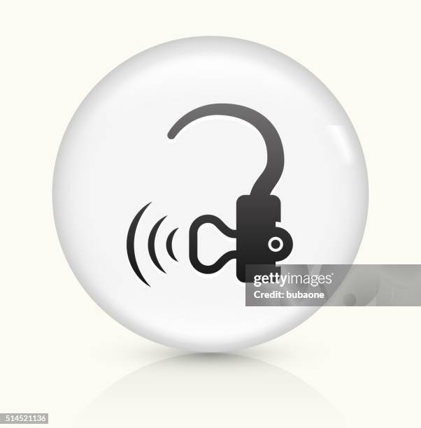 hearing aid icon on white round vector button - hearing problem stock illustrations