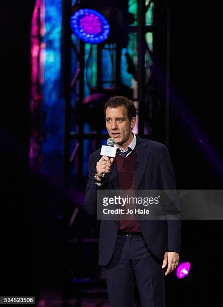 Clive Owen speaks on stage at We Day UK 2016 at SSE Arena Wembley on March 9, 2016 in London, England.
