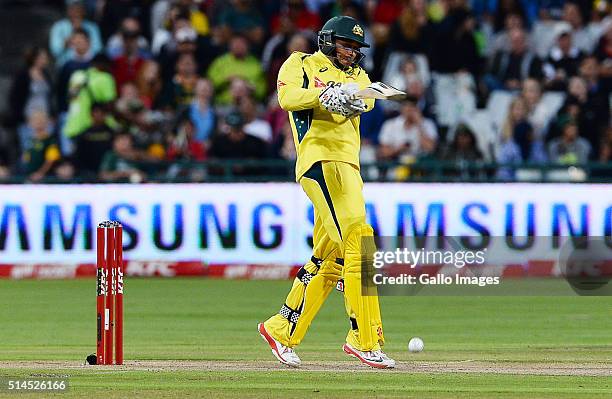 Usman Khawaja of Australia in action during the 3rd KFC T20 International match between South Africa and Australia at PPC Newlands on March 09, 2016...