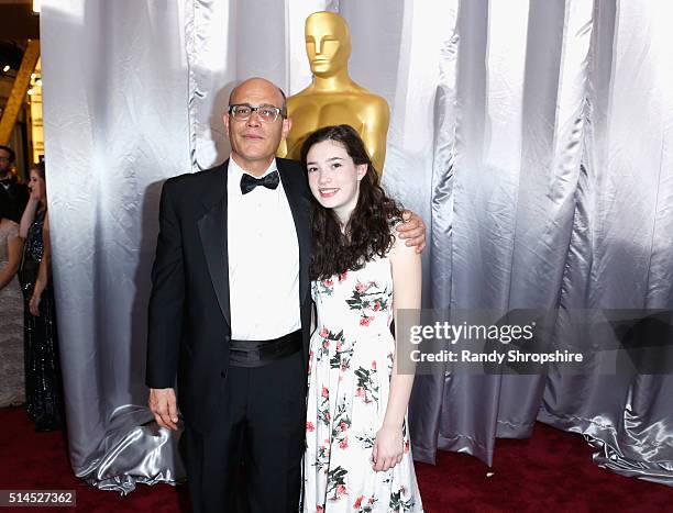 Focus Features EVP Strategic Planning, Business Affairs and Acquisitions, Avy Eschenasy and Julia Eschenasy attend the 88th Annual Academy Awards at...