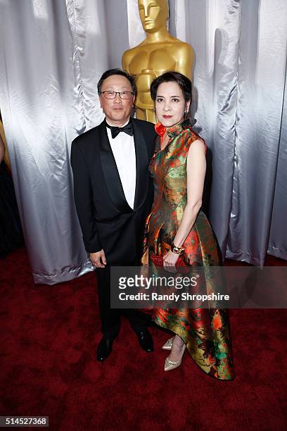 Chief Executive Officer of BlackBerry Ltd. John Chen and Sherry Chen attend the 88th Annual Academy Awards at Hollywood & Highland Center on February...