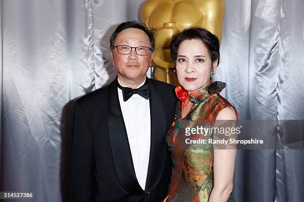 Chief Executive Officer of BlackBerry Ltd. John Chen and Sherry Chen attend the 88th Annual Academy Awards at Hollywood & Highland Center on February...
