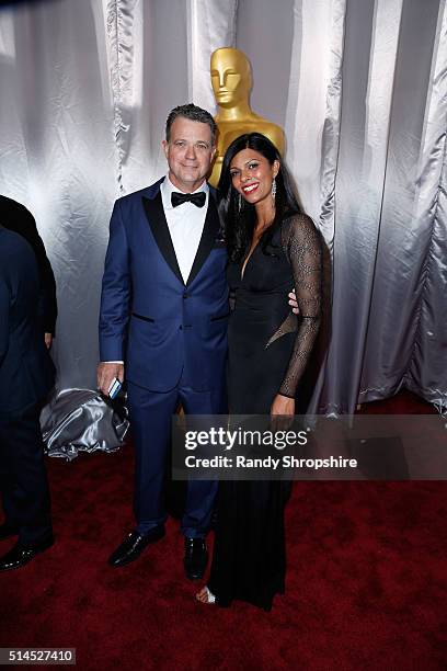 Producer Mark Burg and Shainaz Burg attend the 88th Annual Academy Awards at Hollywood & Highland Center on February 28, 2016 in Hollywood,...