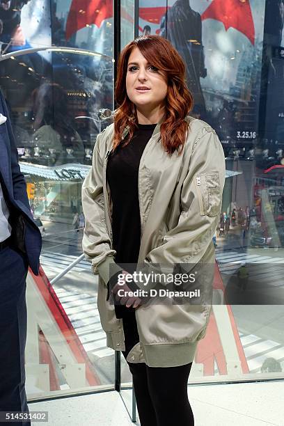 Meghan Trainor visits "Extra" at their New York studios at H&M in Times Square on March 9, 2016 in New York City.