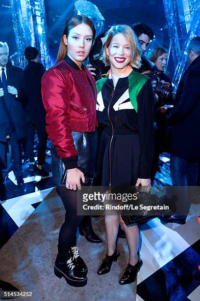 Adele Exarchopoulos and Lea Seydoux attend the Louis Vuitton show as part of the Paris Fashion Week Womenswear Fall/Winter 2016/2017. Held at Louis...