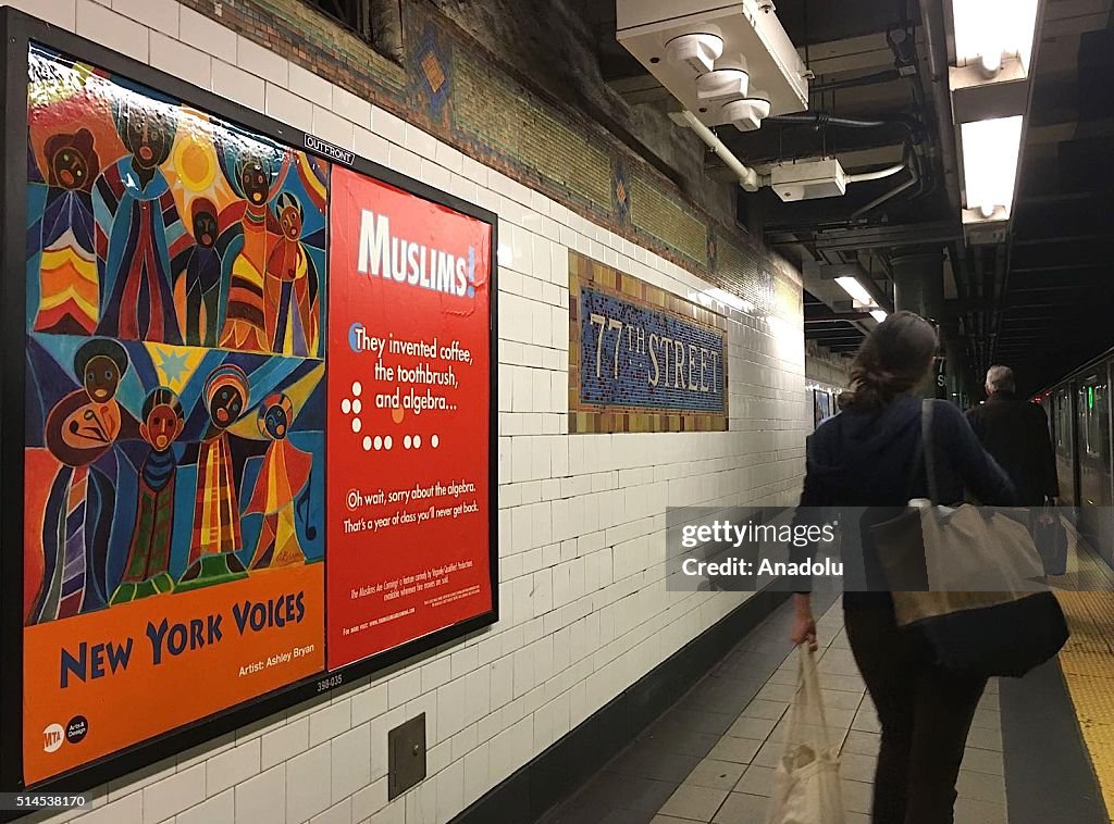 Posters against Islamophobia at NYC subway