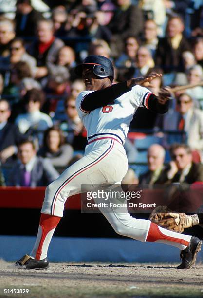 Paul Blair outfielder for the Baltimore Orioles swings hard during the World Series against the Pittsburgh Pirates at Memorial Stadium on October...