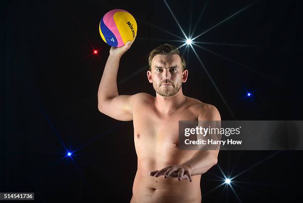 Water polo player John Mann poses for a portrait at the 2016 Team USA Media Summit at The Beverly Hilton Hotel on March 9, 2016 in Beverly Hills,...