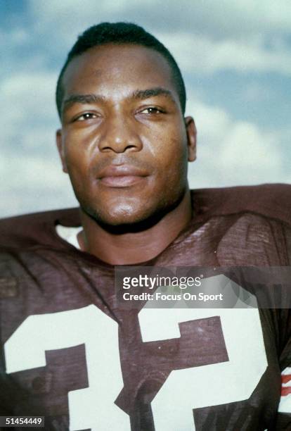 Jim Brown of the Cleveland Browns poses for the camera.