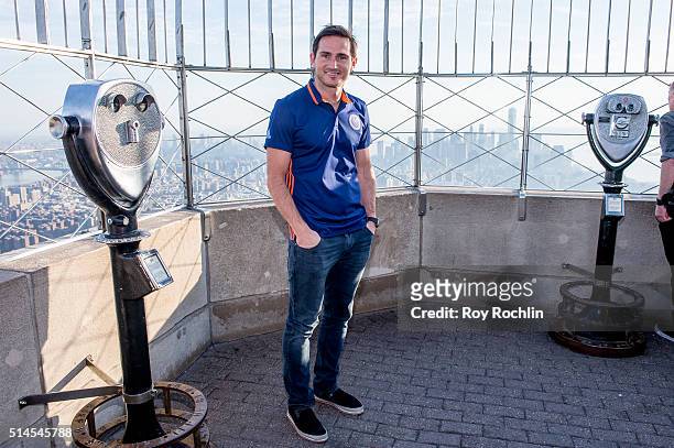 New York City FC Midfielder Frank Lampard visits The Empire State Building on March 9, 2016 in New York City.