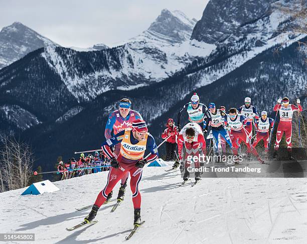 Martin Johnsrud Sundby , Sergey Ustiugov , Alex Harvey , Finn Haagen Krogh , Matti Heikkinen during Cross Country Men Skiathlon 15 km Classic + 15 km...