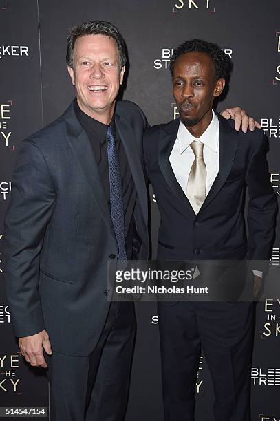 Filmmaker Gavin Hood and actor Barkhad Abdi attend the "Eye In The Sky" New York Premiere at AMC Loews Lincoln Square 13 theater on March 9, 2016 in...