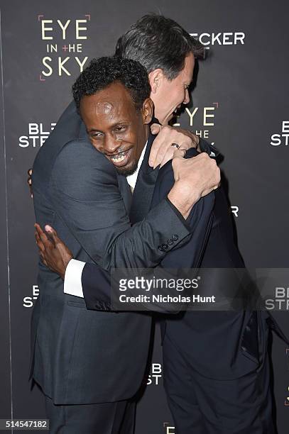 Filmmaker Gavin Hood and actor Barkhad Abdi attend the "Eye In The Sky" New York Premiere at AMC Loews Lincoln Square 13 theater on March 9, 2016 in...
