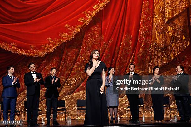Opera Singer Sonya Yoncheva and artits performs during the Arop Charity Gala At the Opera Garnier under the auspices of Madam Maryvonne Pinault on...